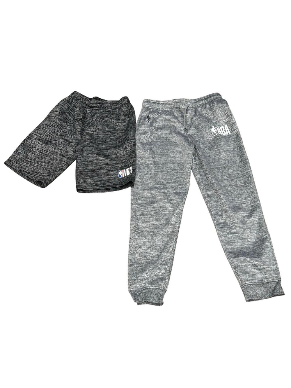 NBA fleece sweatpants shorts set Basketball Boys Youth Large 14-16 pockets Gray